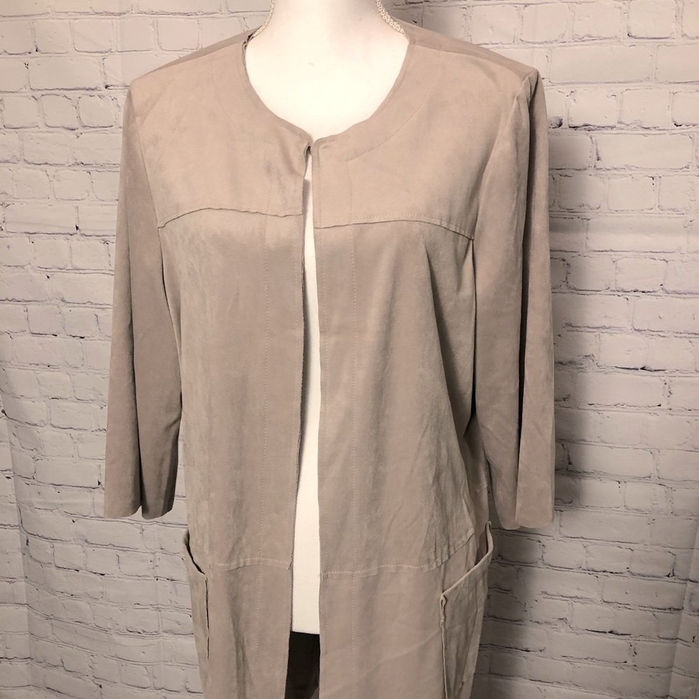 Alfani MicroSuede Duster Jacket! Size 1X -Mushroom